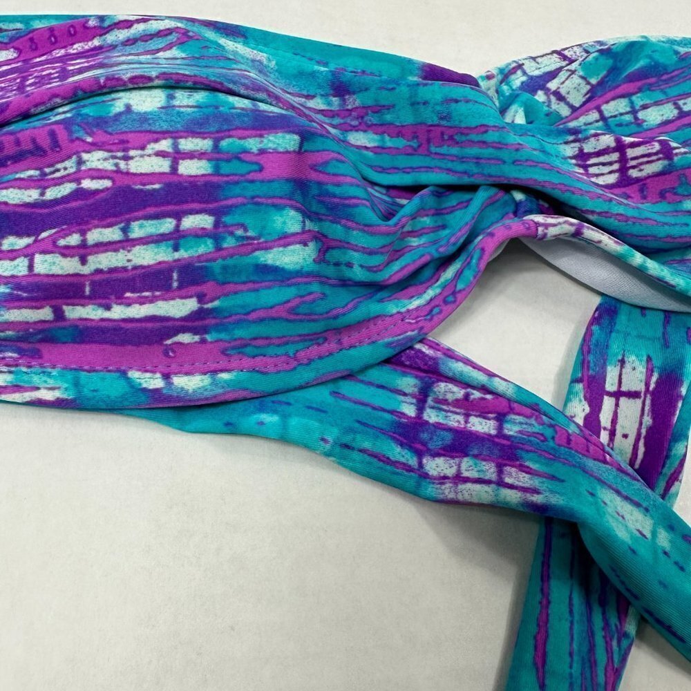 Delia*s Aqua Purple Bandeau Swim Top, Medium - Picture 4 of 7